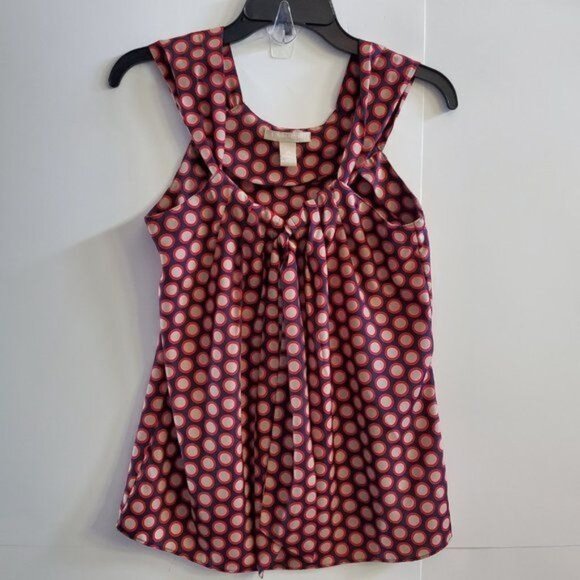 Banana Republic Tops - Banana Republic Geometric Wide Strap Sleeveless Tie Round Neck Blouse Size XS